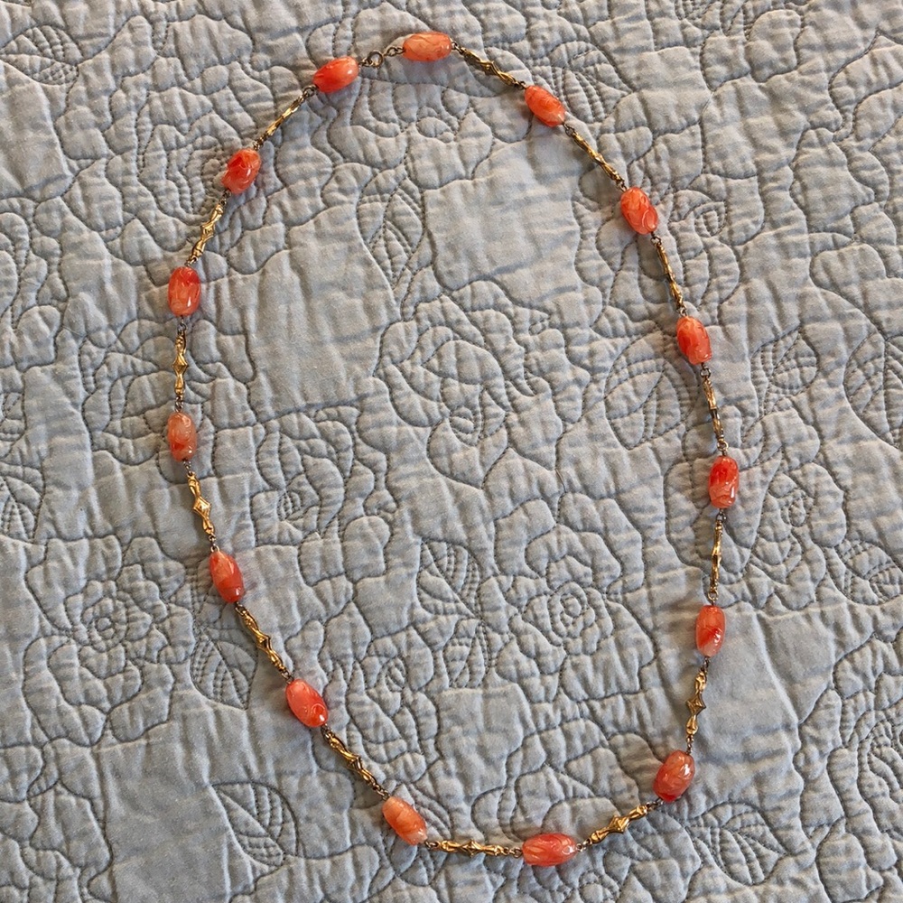 1920s czech glass and brass necklace
